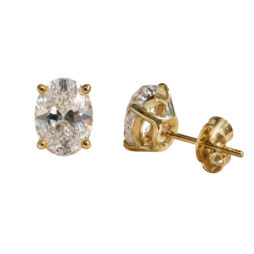 Oval Moissanite Stud Earrings