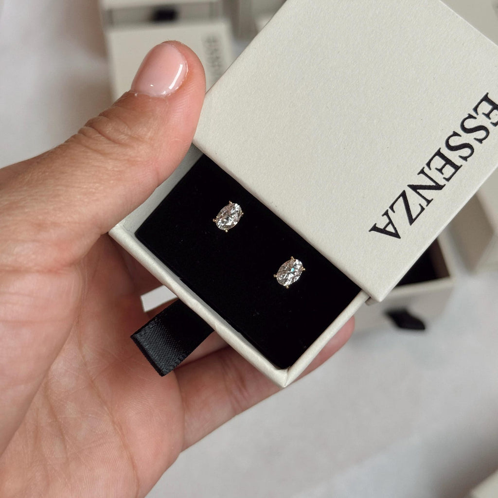 Oval Moissanite Stud Earrings